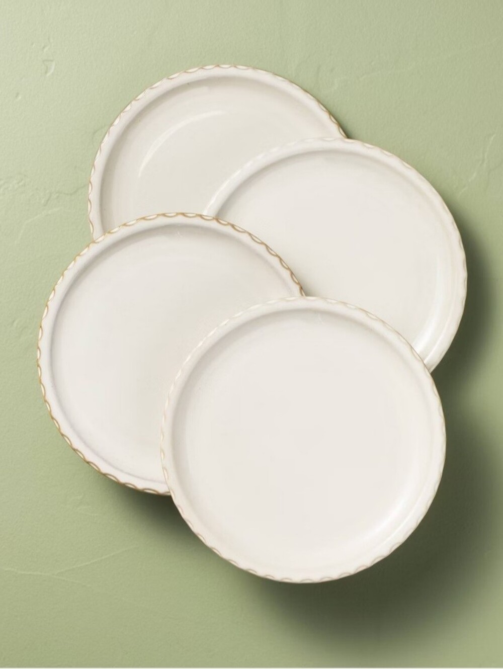 Hearth & Hand With Magnolia Set of 4 10.5" Pinched Edge Dinner Plates Sour Cream